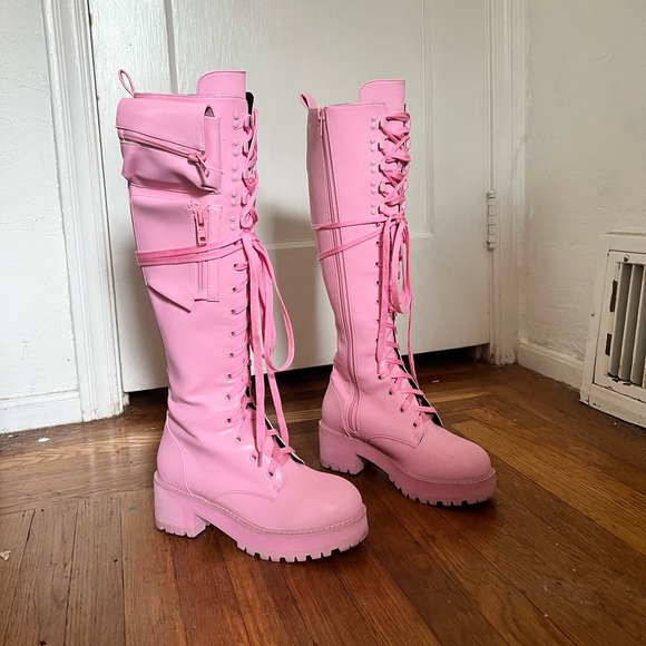 Bubblegum Pink Combat Boots